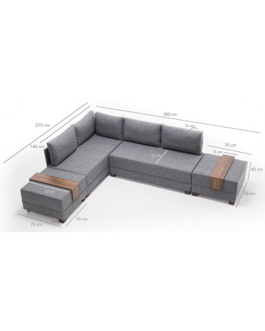 Canapé d'angle reversible convertible Fly 280 x 210 CM