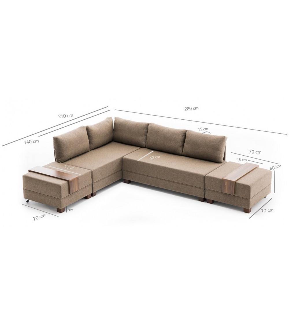 Canapé d'angle reversible convertible Fly 280 x 210 CM