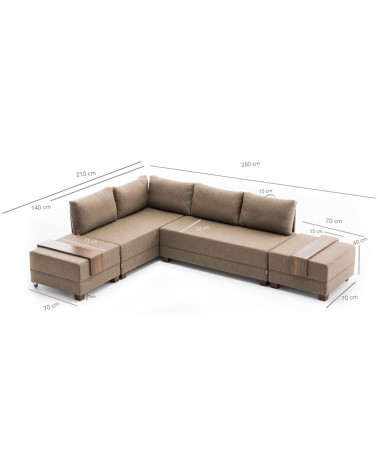 Divano trasformabile angolare grigio Modena 297 x 210 cm