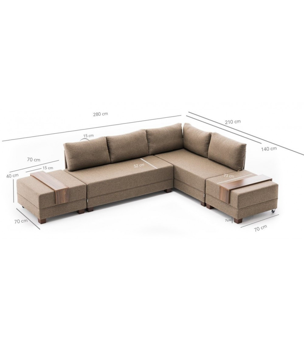 Canapé d'angle reversible convertible Fly 280 x 210 CM