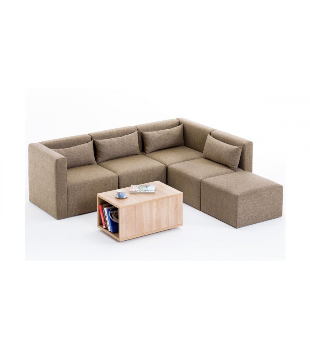 Canapé d'angle reversible modulaire avec table basse Flam 228 x 216 CM