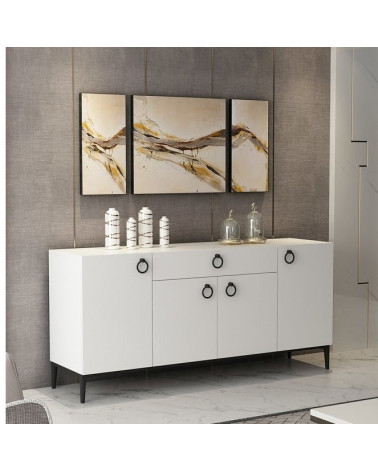 Buffet MOON blanc 4 portes 1 tiroir