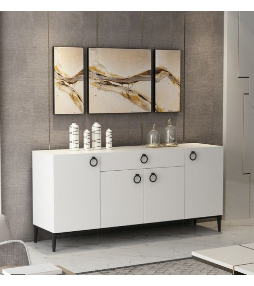 Buffet MOON blanc 4 portes 1 tiroir