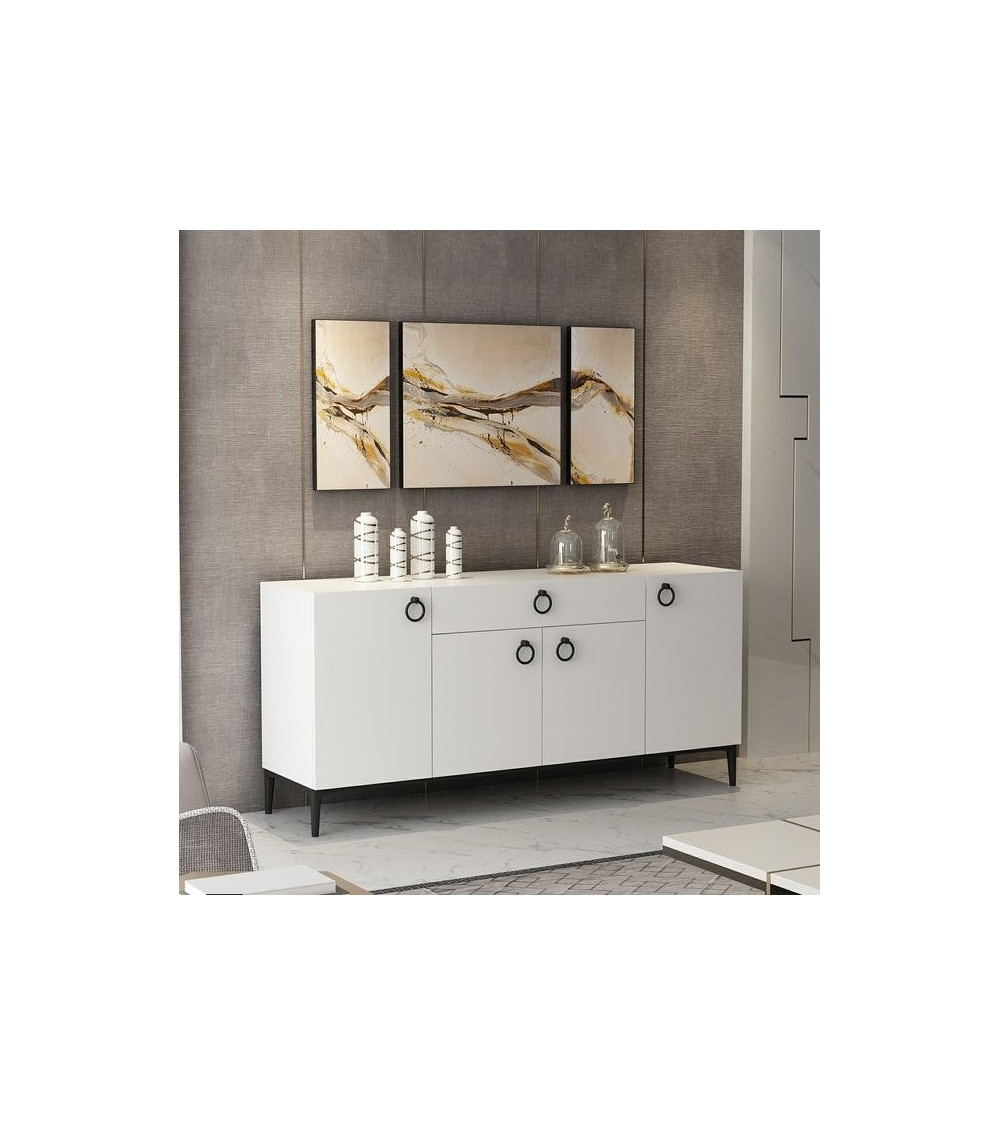 Buffet MOON blanc 4 portes 1 tiroir
