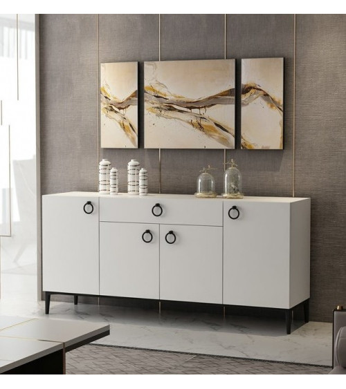 Buffet MOON blanc 4 portes 1 tiroir