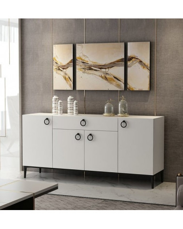 Buffet MOON blanc 4 portes 1 tiroir