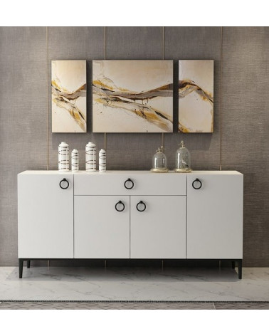 Buffet MOON blanc 4 portes 1 tiroir