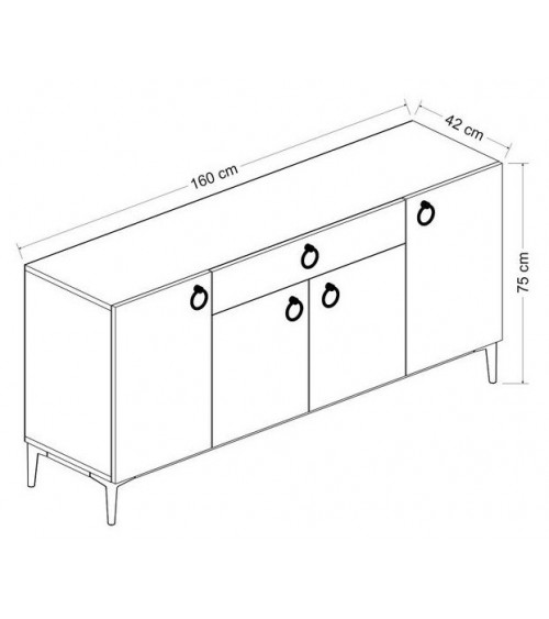 Buffet MOON blanc 4 portes 1 tiroir