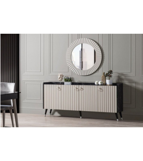 Buffet ORENDA NOIR GRIS 4 portes