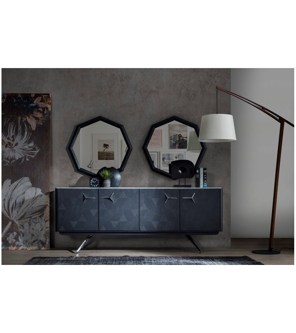 Buffet INITIALE ANTHRACITE - MARBRE GRIS 4 portes