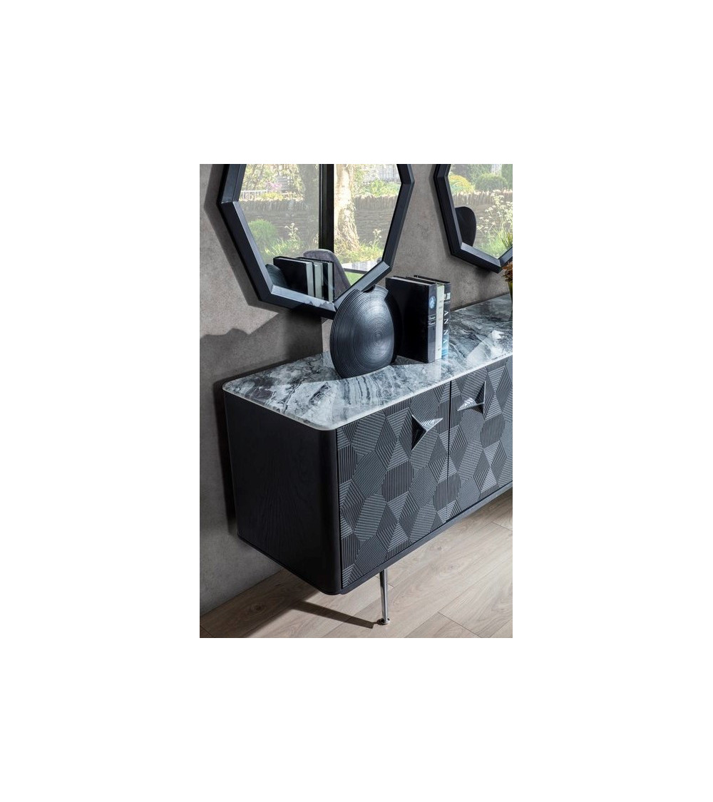 Buffet INITIALE ANTHRACITE - MARBRE GRIS 4 portes Buffet INITIALE ANTHRACITE - MARBRE GRIS 4 portes
