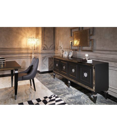 Buffet CARMI NOIR 4 portes + miroir