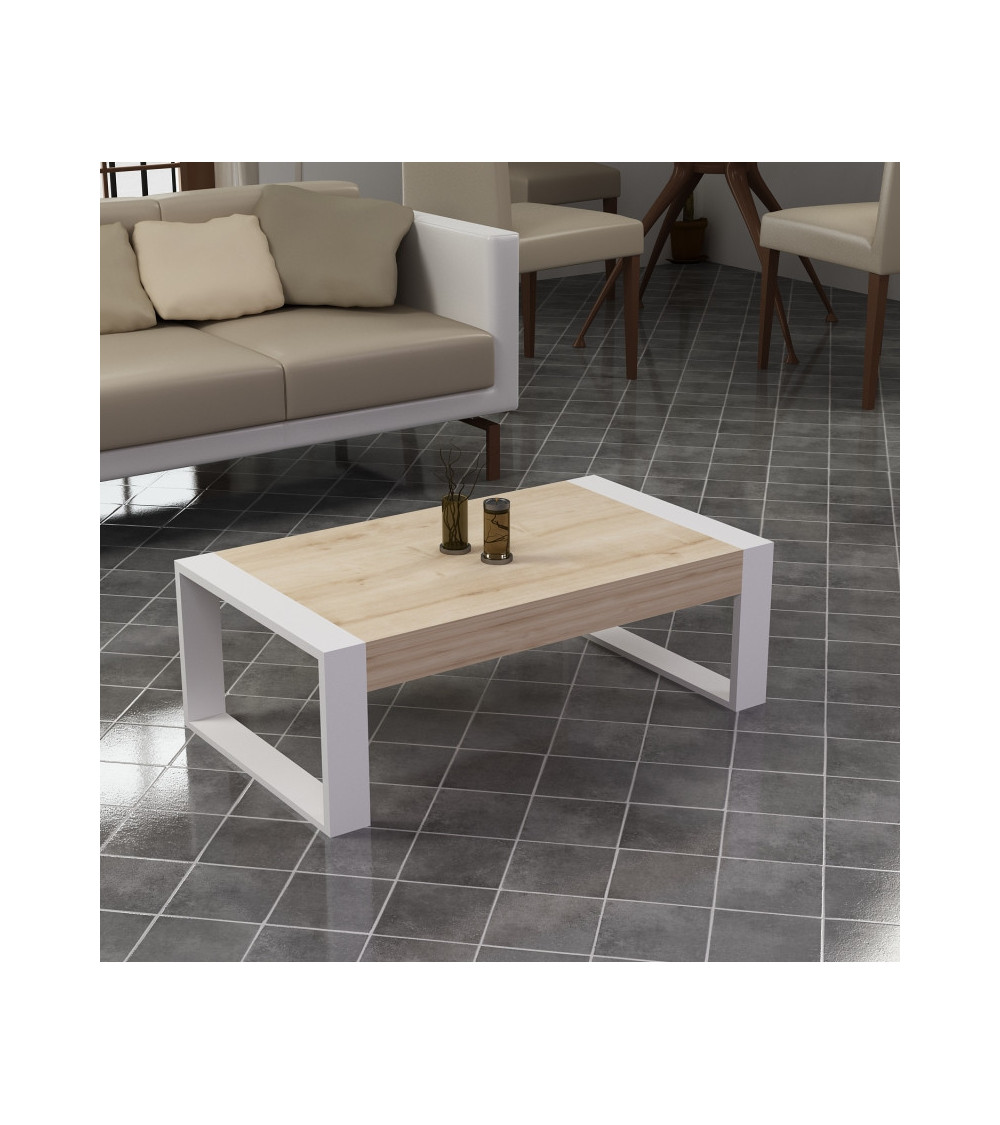 Table basse RETRO blanc-pin