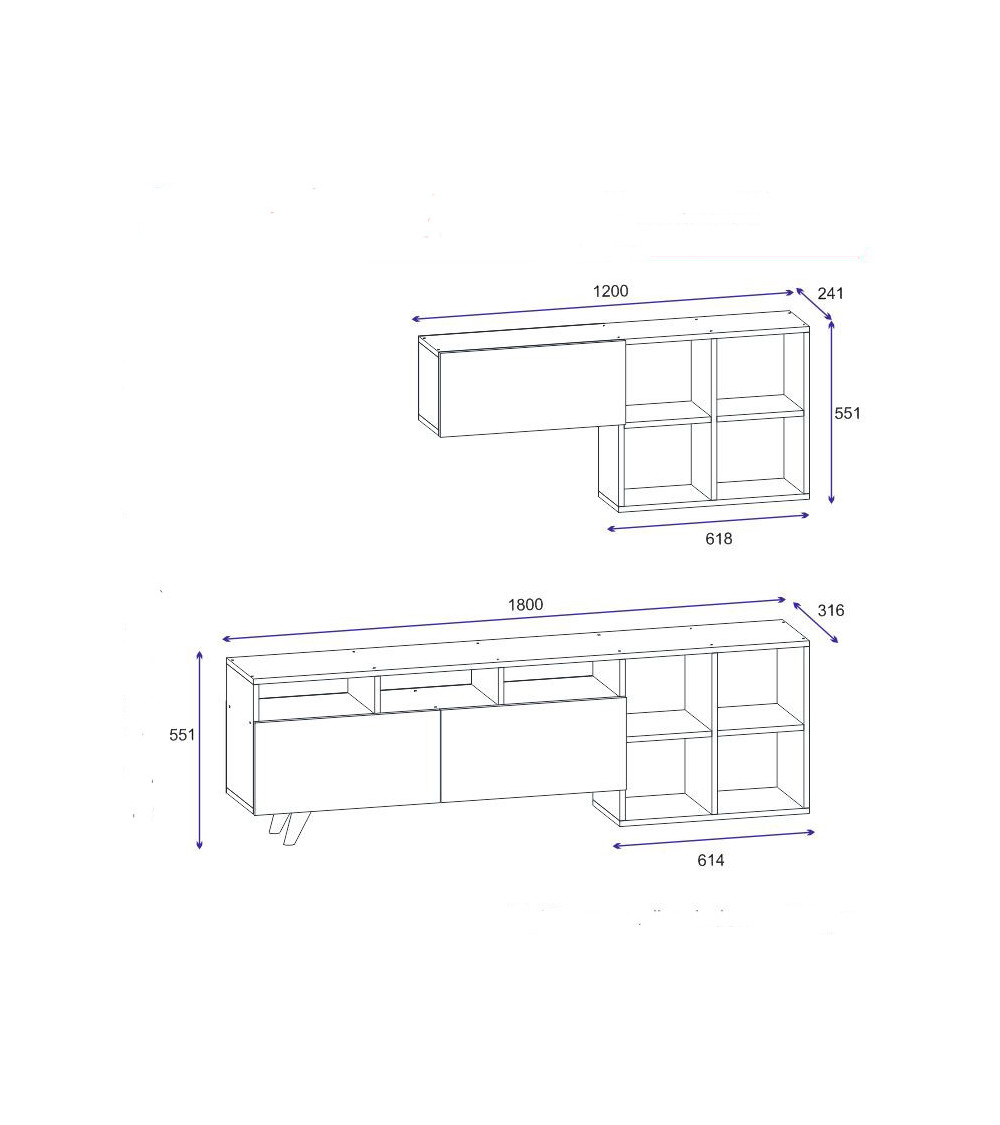 Tutti i mobili TV LOFT con LED Tutti i mobili TV LOFT con LED