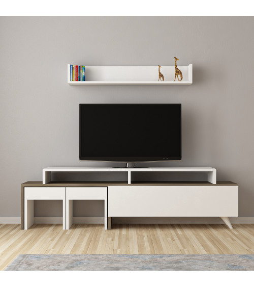 Conjunto reversible mueble TV, módulo superior 1 puerta, estante colgar,  221 cm - Alella - MEBLERO