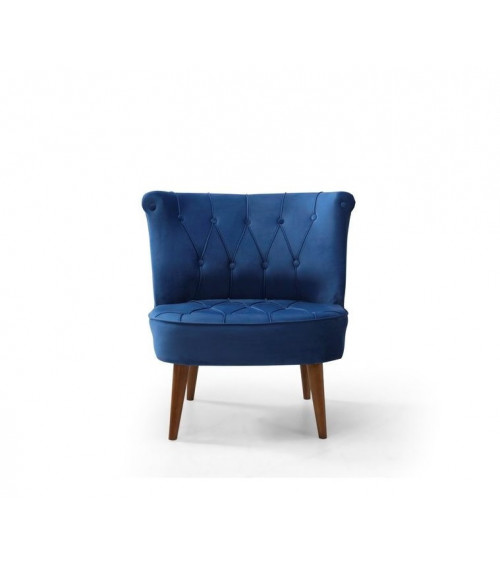 Fauteuil crapaud en velours bleu