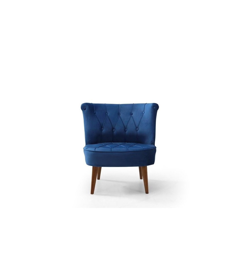 Fauteuil crapaud en velours bleu