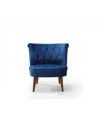 Fauteuil crapaud en velours bleu