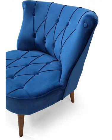 Fauteuil crapaud en velours bleu