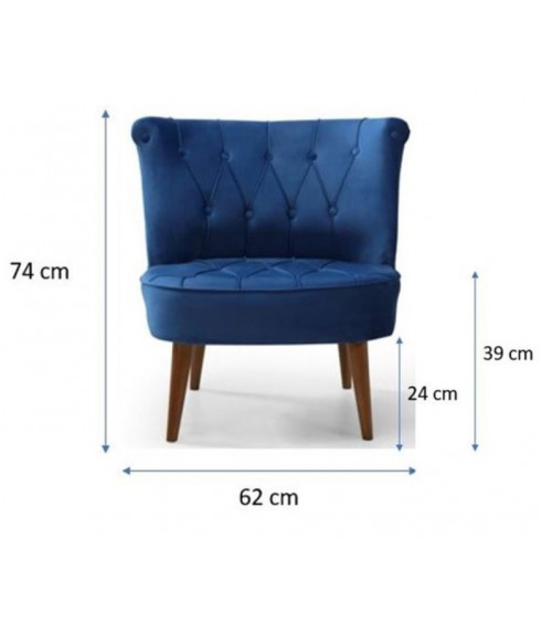 Fauteuil crapaud en velours bleu