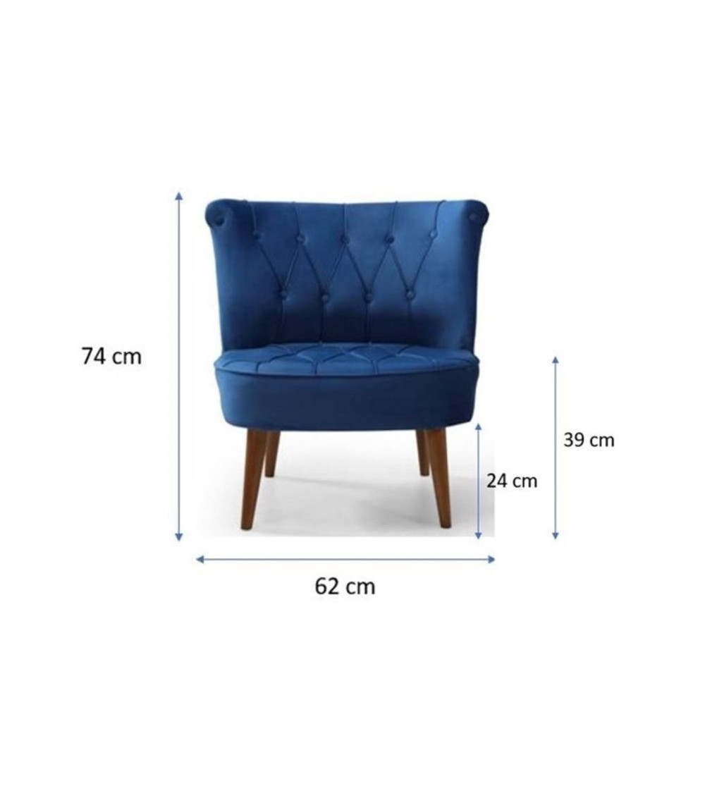 Fauteuil crapaud en velours bleu