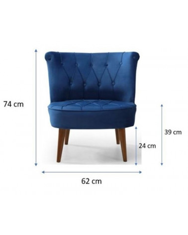 Fauteuil crapaud en velours bleu