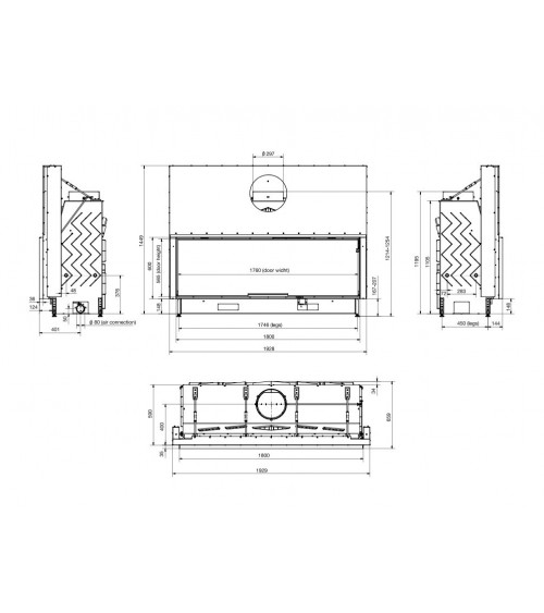 Insert cheminées à bois NADINE porte guillotine 17 kW