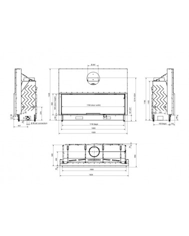 Insert cheminées à bois MB 193CM porte guillotine 22 kW