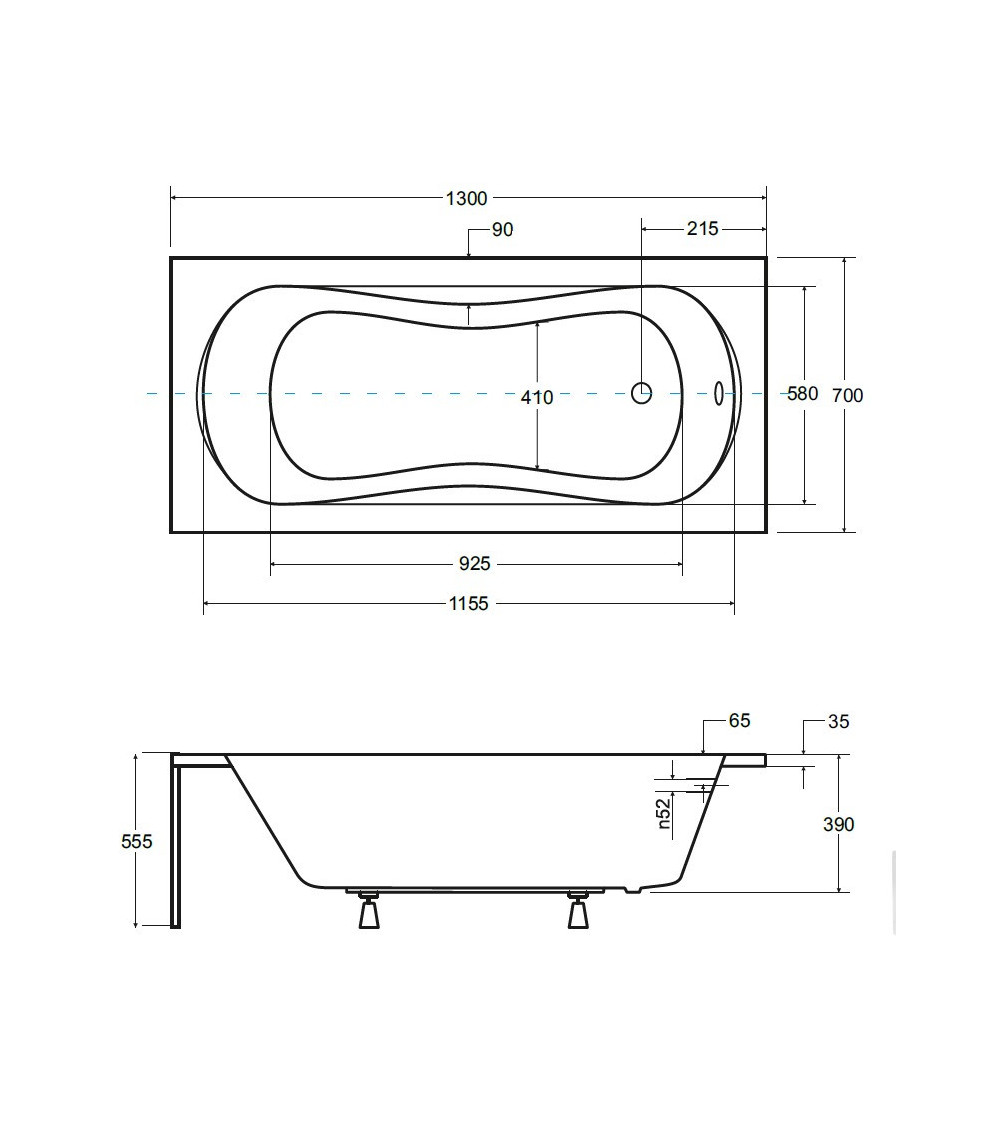 Baignoire VANESSA 130/140/150/160/170 X 70 cm 