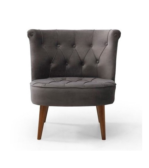 Fauteuil crapaud en velours gris Anthracite