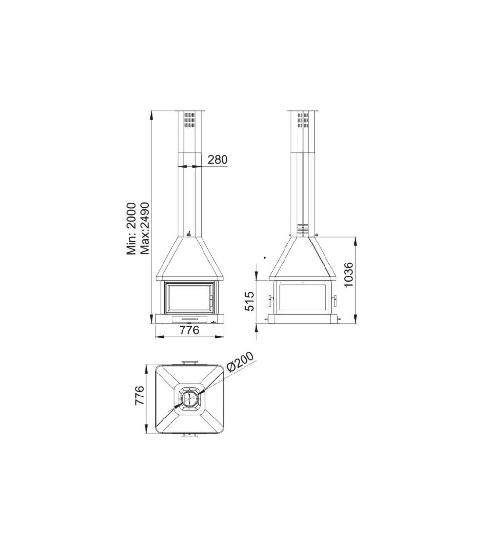 Poêle à bois CABIMAS 4 faces vitrées 16 kW