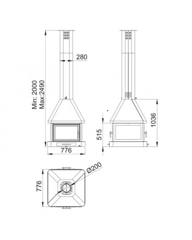 Poêle à bois CABIMAS 4 faces vitrées 16 kW