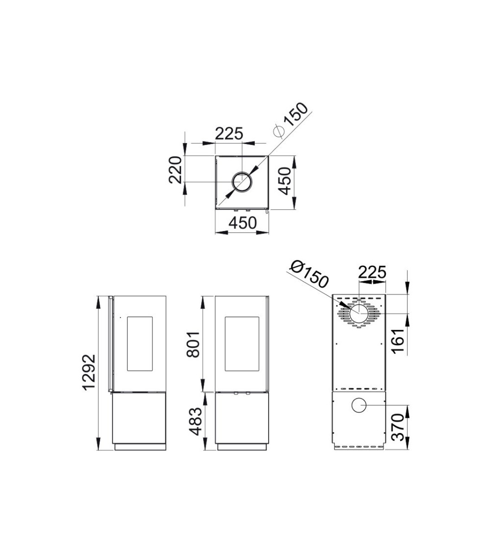 Poêle avec 2 côtés vitrés droit JAKO 7 kW