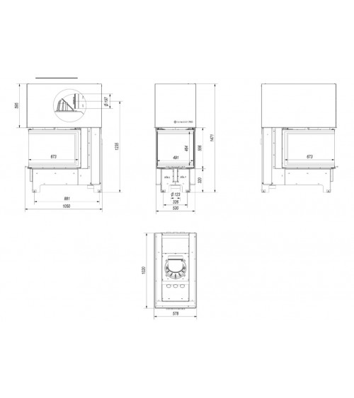 Insert cheminées à bois NOLWENN 3 côtés vitrés, porte guillotine 10 kW 