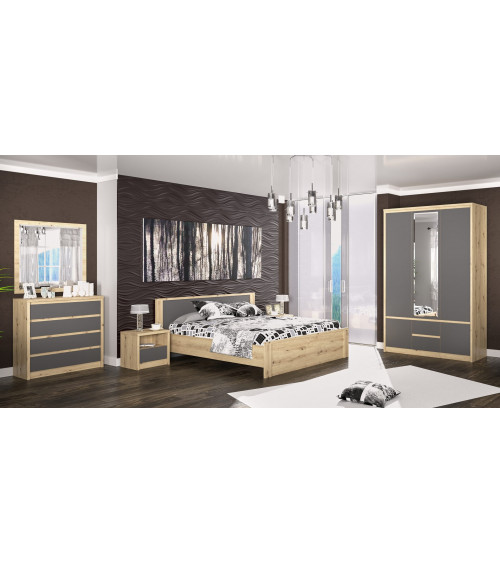 Chambre complète DONNA gris 160x200 cm