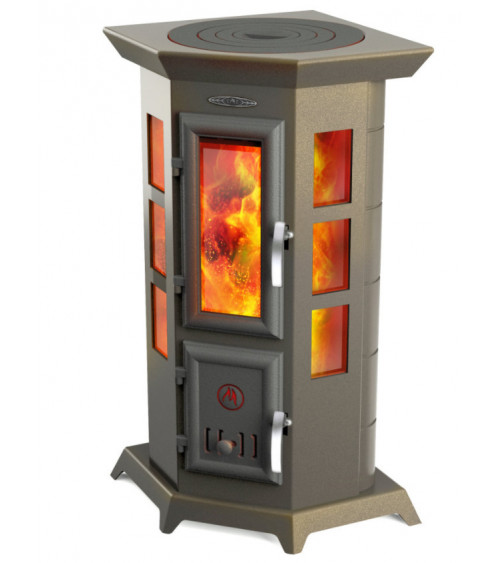Poêle à bois Statica Kvinta noir bronze 10 kW