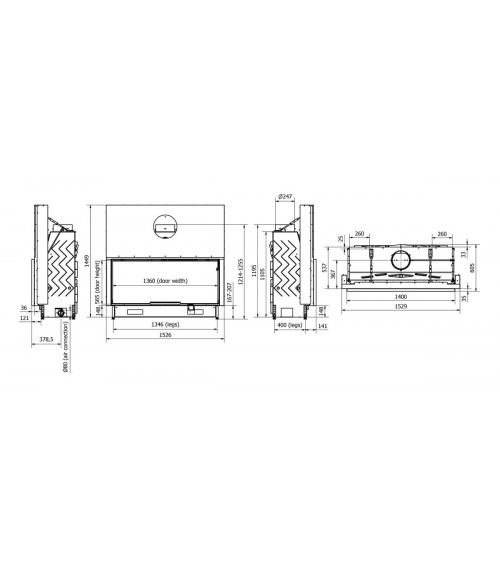 Insert cheminées à bois NADINE porte guillotine 17 kW