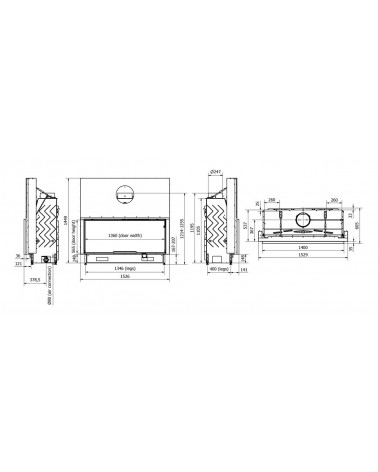 Insert cheminées à bois NADINE porte guillotine 17 kW