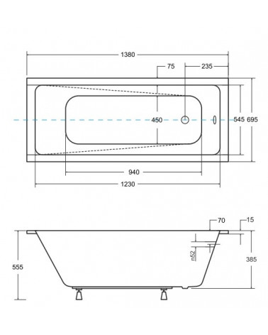 Bagno moderno con il grembiule 170x70