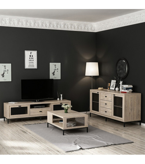 Salon complet TV MILAN marbre noir