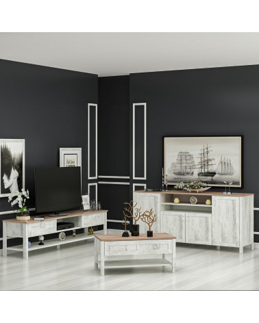 Salon complet TV MILAN marbre noir