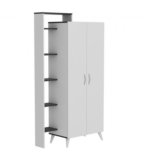 Armoire 2 Portes Blanc Anthracite 211 x 47 x 108