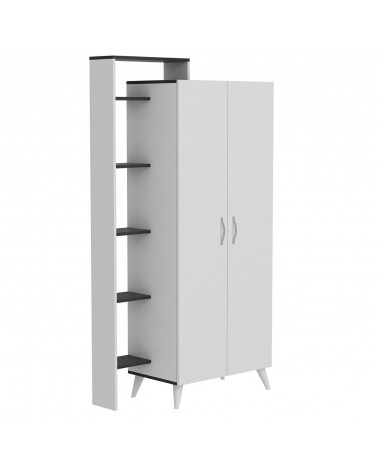 Armoire 2 Portes Blanc Anthracite 211 x 47 x 108