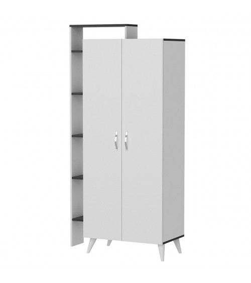 Armoire 2 Portes Blanc Anthracite 211 x 47 x 108