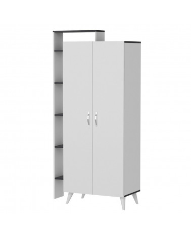 Armoire 2 Portes Blanc Anthracite 211 x 47 x 108