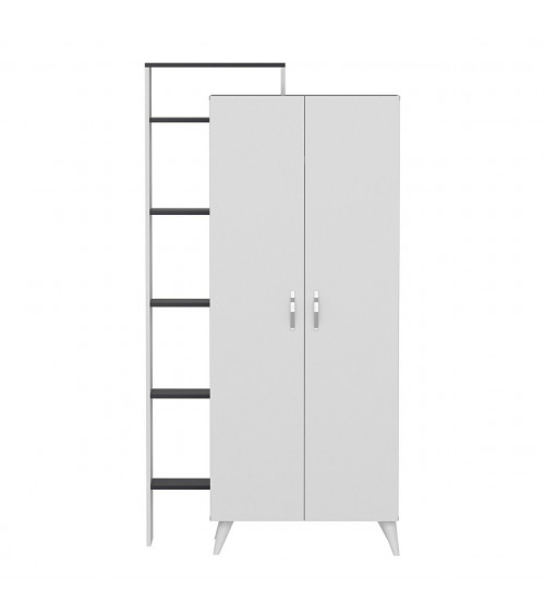 Armoire 2 Portes Blanc Anthracite 211 x 47 x 108