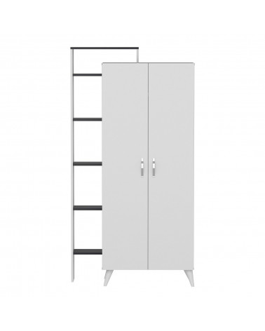 Armoire 2 Portes Blanc Anthracite 211 x 47 x 108