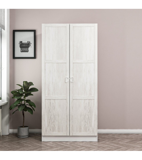 Armoire 2 Portes Blanc Dégringolé 190 x 52 x 90