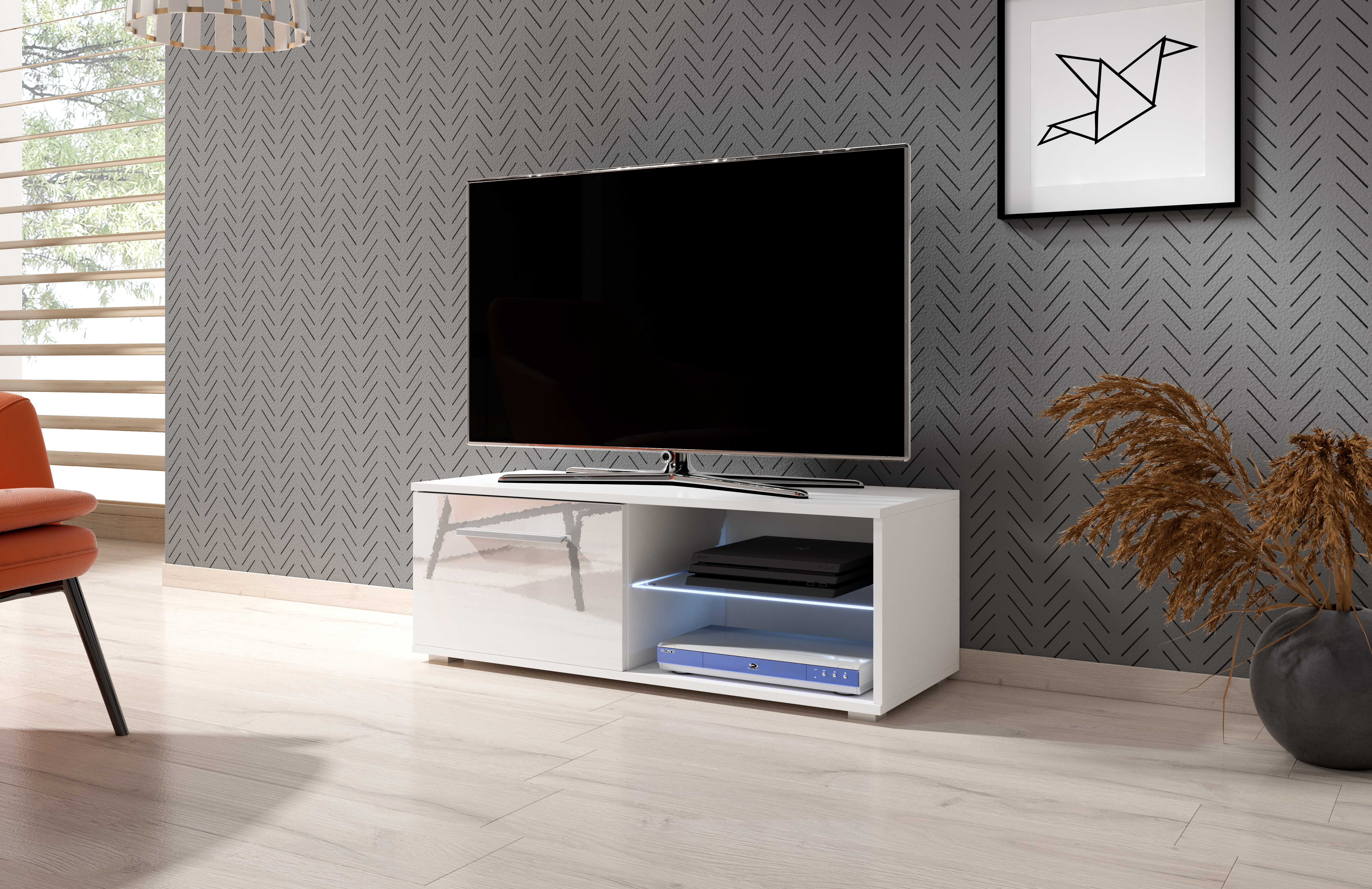 Mueble TV BEST blanco lacado 100 cm