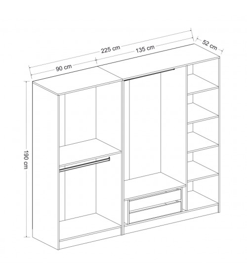 Luci d'ebano armadio rovere 206 x 210 x 64 cm